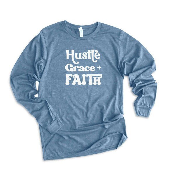 Hustle Grace Faith Long Sleeve Graphic Tee - Two & Gathered