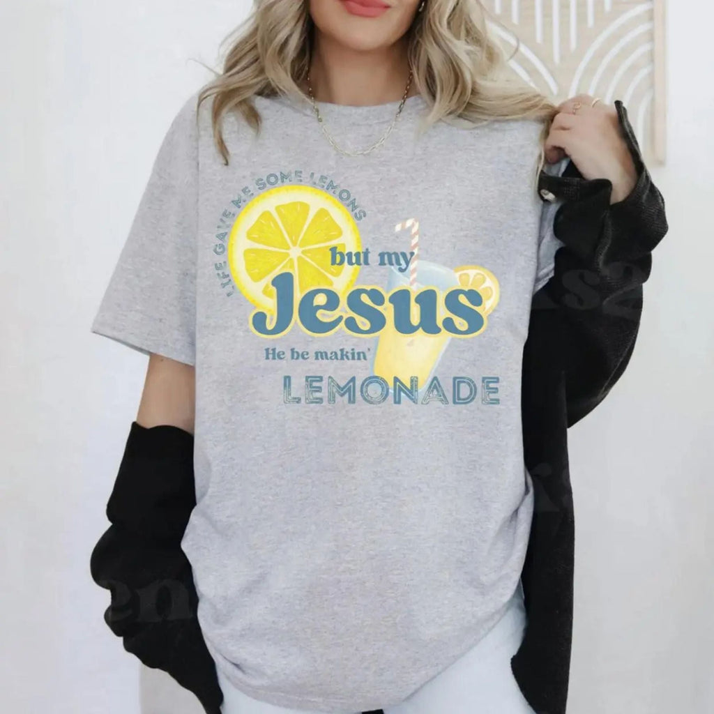 Inspirational Christian Shirt – Lemonade Faith Tee, "Life Gave Me Lemons but Jesus Makes Lemonade" Shirt, Cute Religious Gift, Bible Verse Top - Two & Gathered