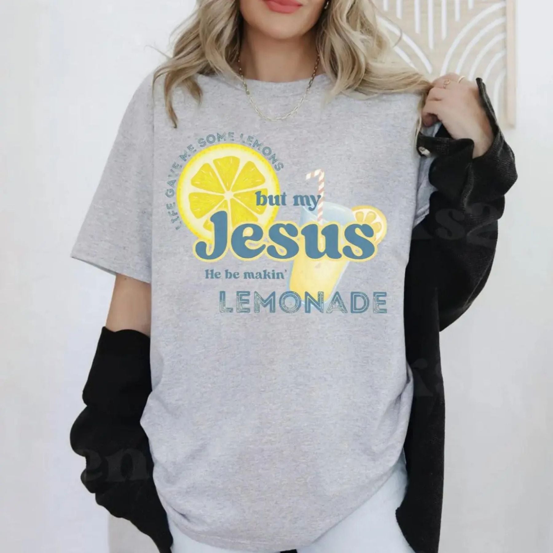 Inspirational Christian Shirt – Lemonade Faith Tee, "Life Gave Me Lemons but Jesus Makes Lemonade" Shirt, Cute Religious Gift, Bible Verse Top - Two & Gathered