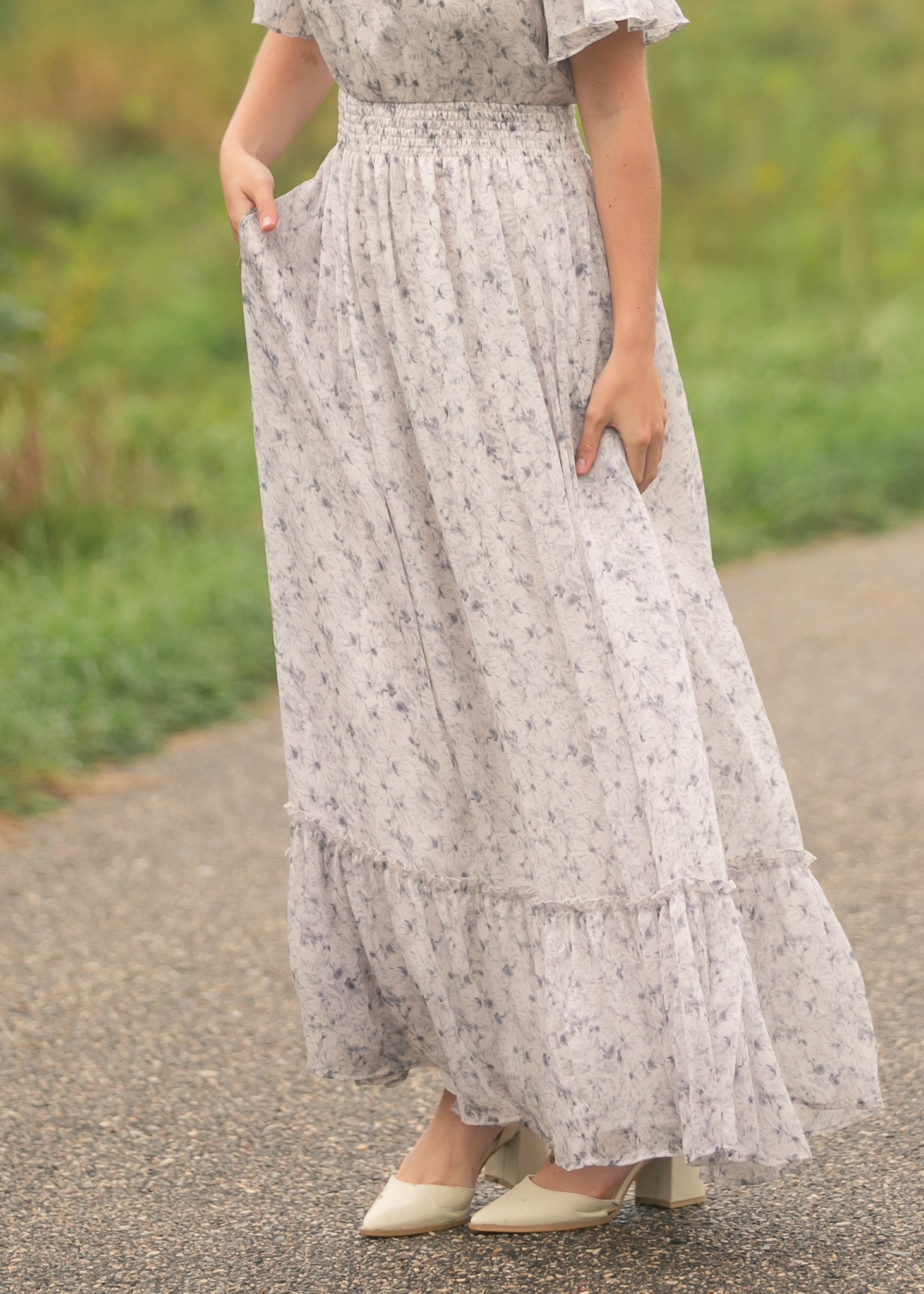 Isabella Blue Floral V Neck Maxi Dress - Two & Gathered