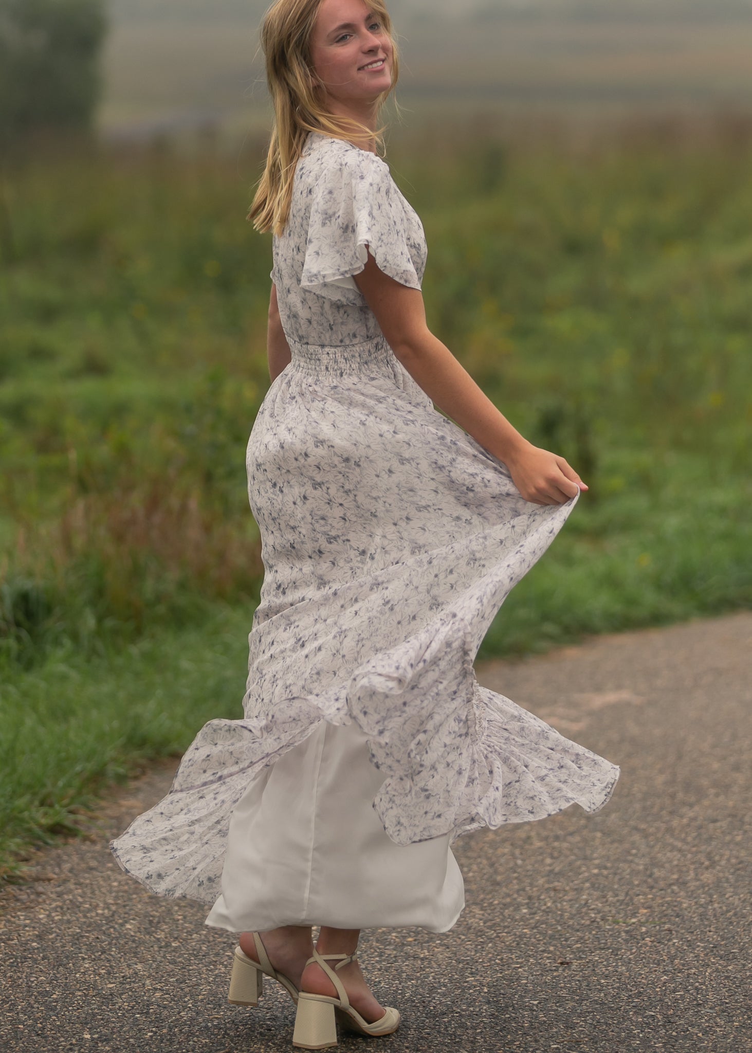 Isabella Blue Floral V Neck Maxi Dress - Two & Gathered
