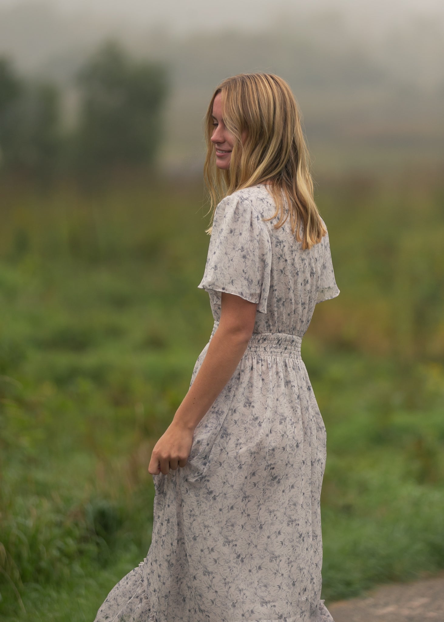 Isabella Blue Floral V Neck Maxi Dress - Two & Gathered