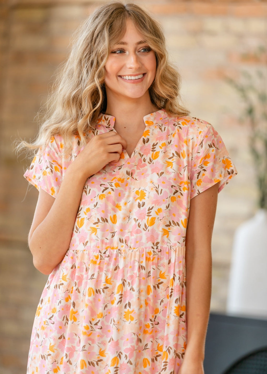 Jaydrien Floral Flutter Sleeve Midi Dress - Two & Gathered