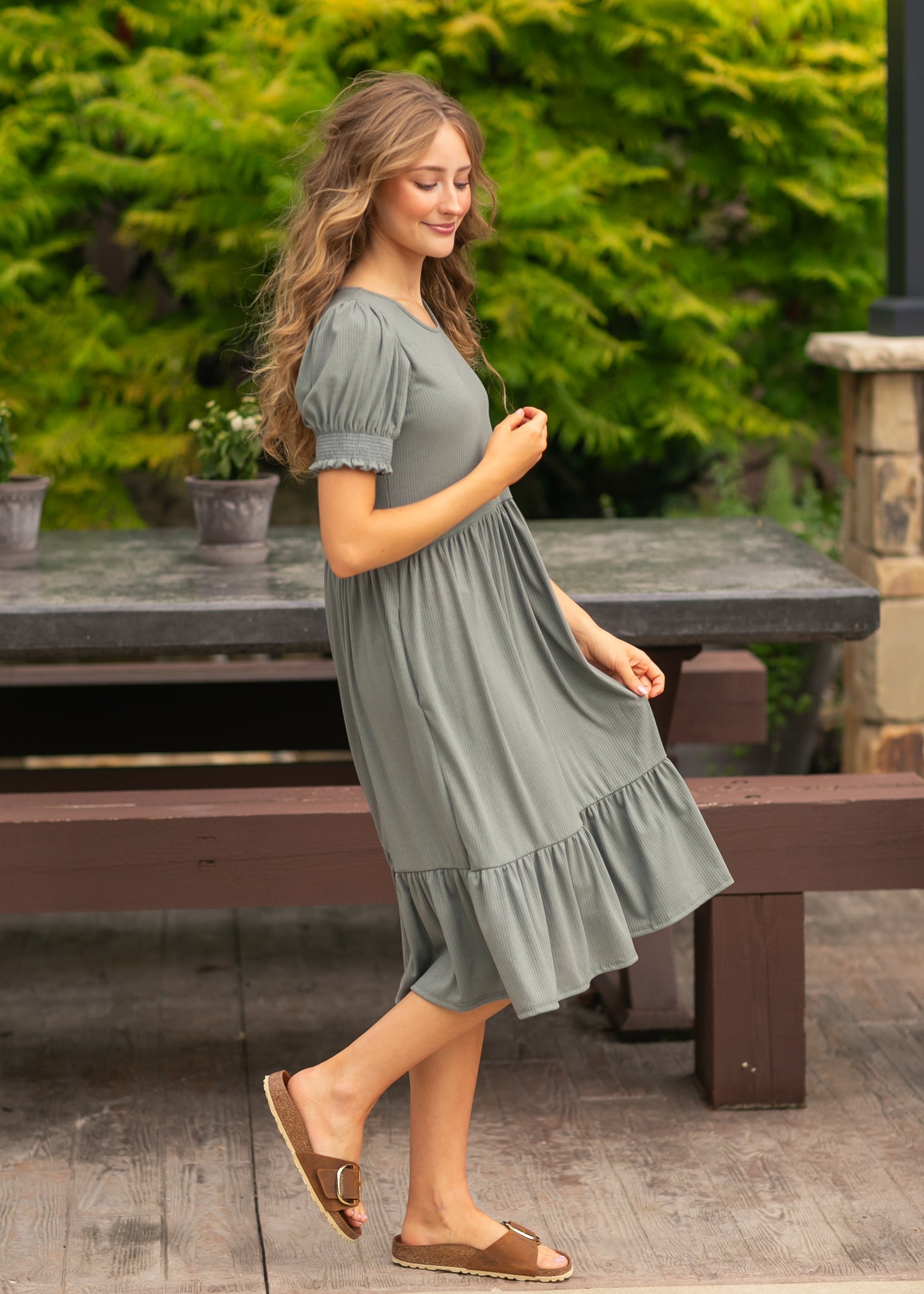 Jess Short Sleeve Midi Dress - Two & Gathered
