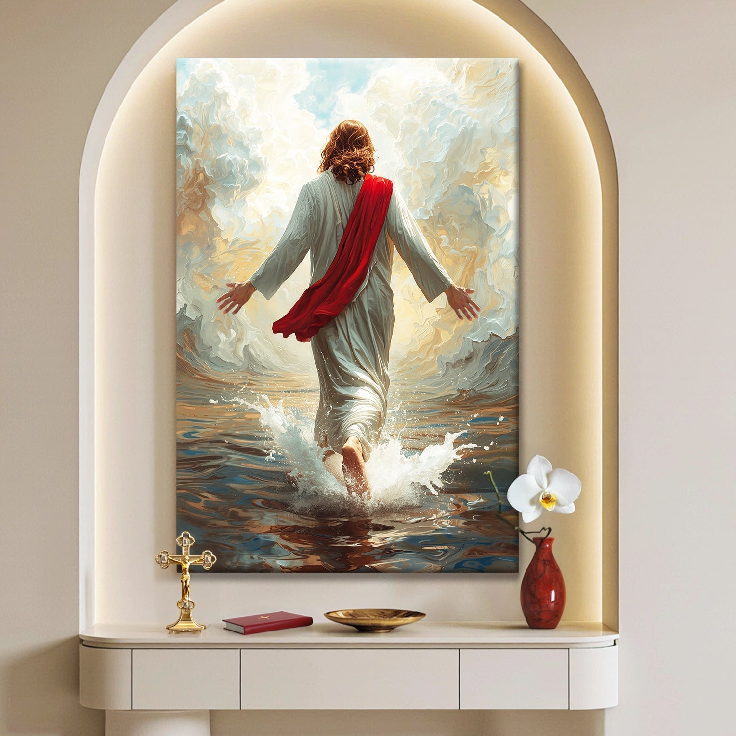 Jesus Christ Walking On Water Faith Wall Art IX - Two & Gathered