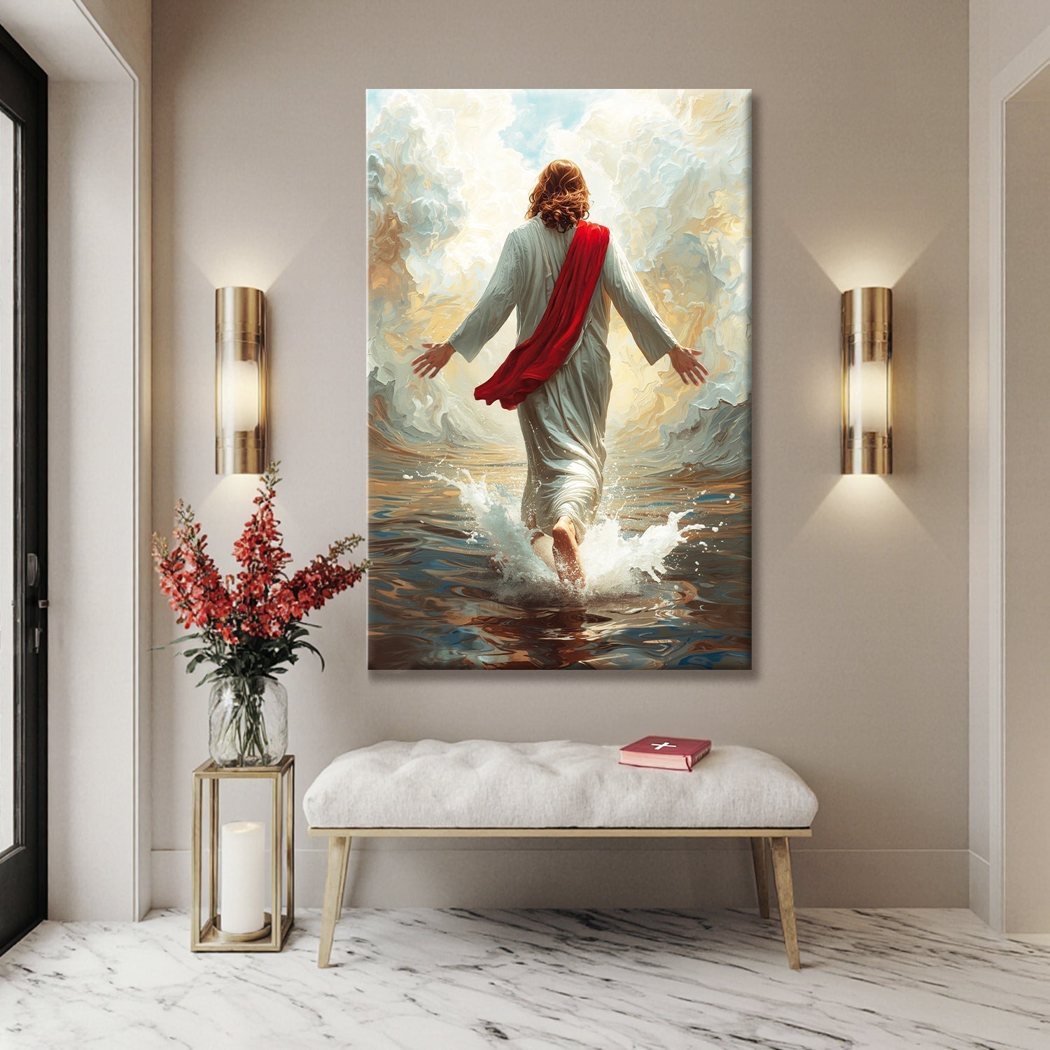 Jesus Christ Walking On Water Faith Wall Art IX - Two & Gathered