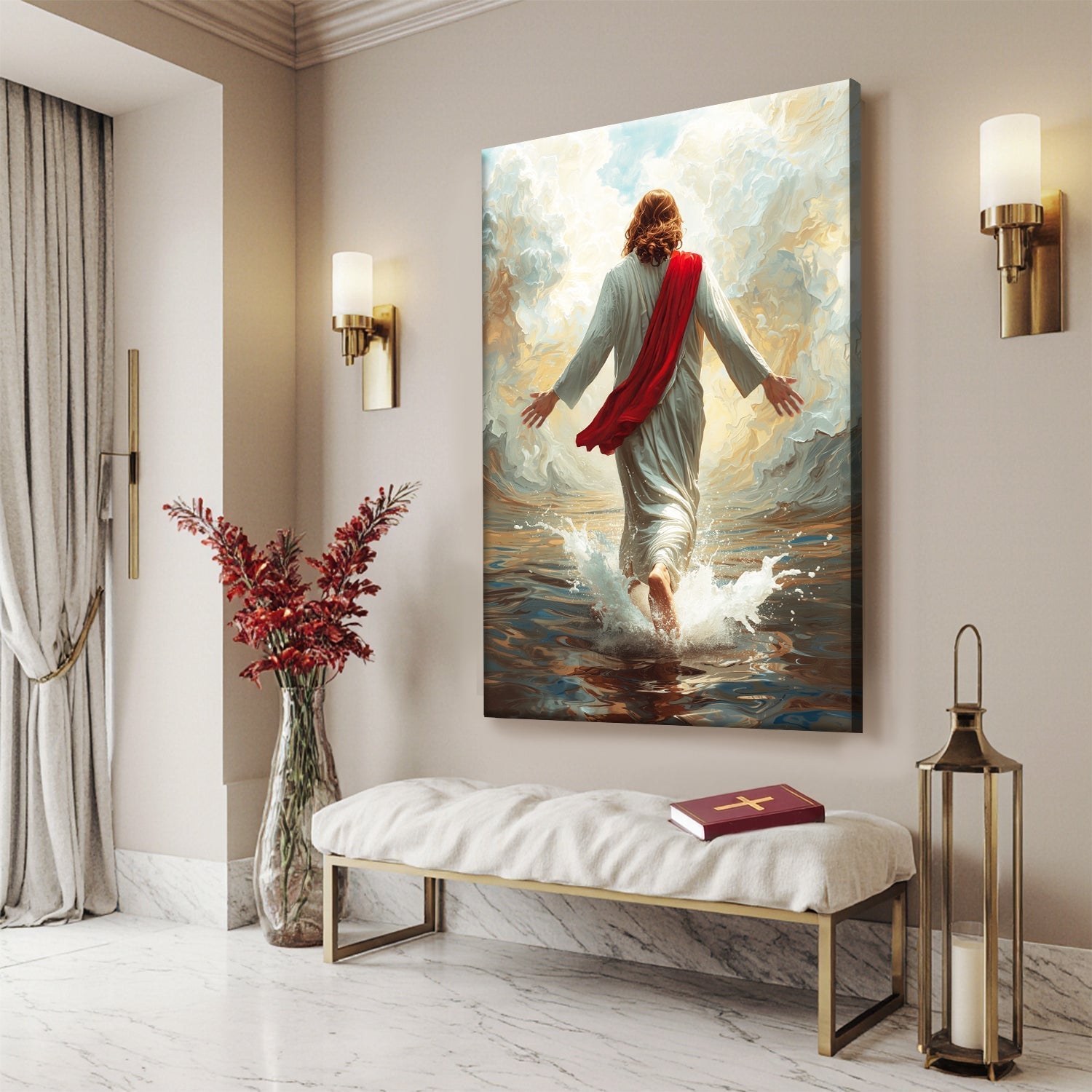 Jesus Christ Walking On Water Faith Wall Art IX - Two & Gathered