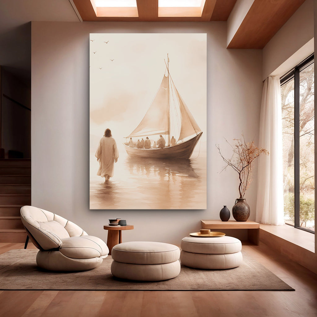 Jesus Christ Walking On Water Faith Wall Art VIII - Two & Gathered