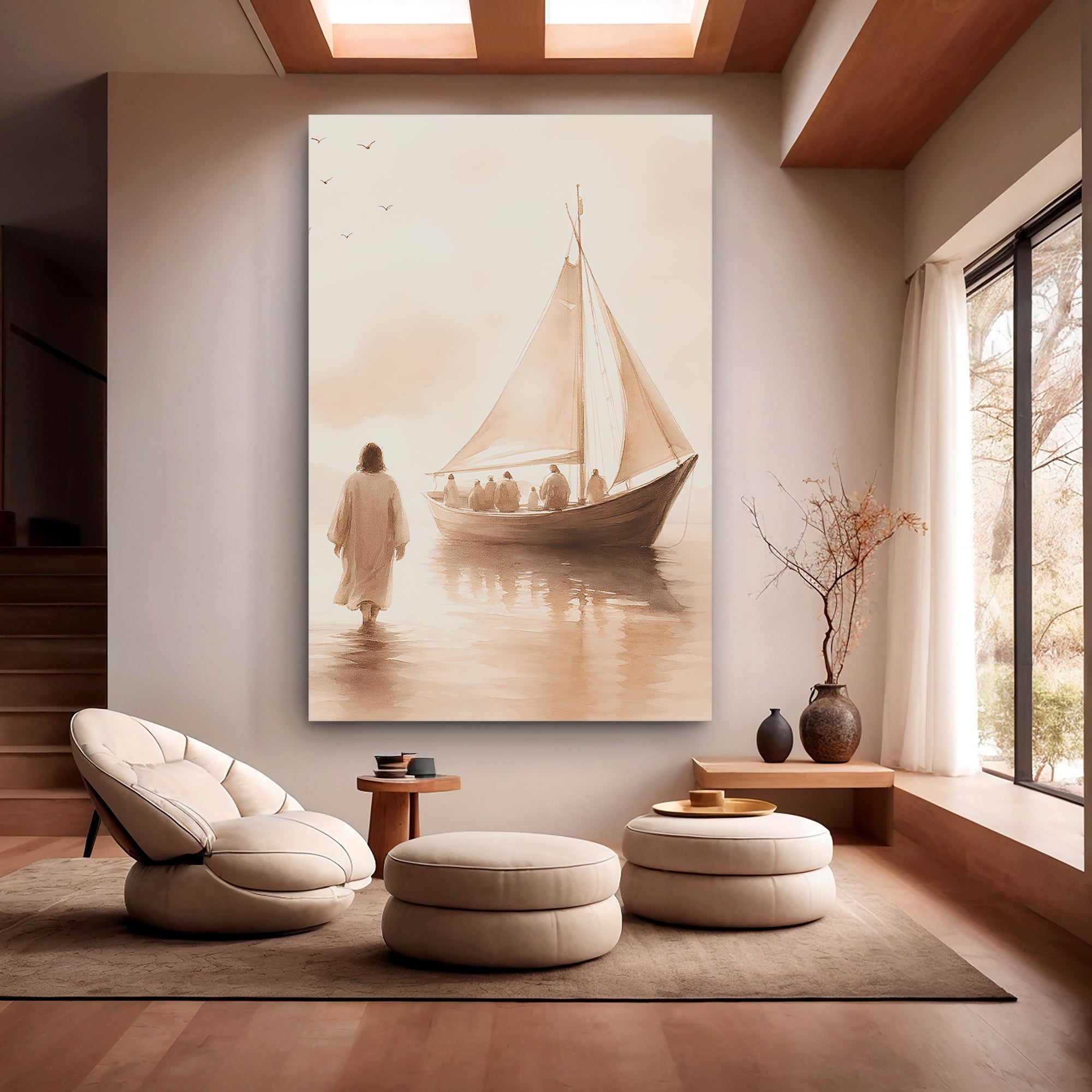 Jesus Christ Walking On Water Faith Wall Art VIII - Two & Gathered