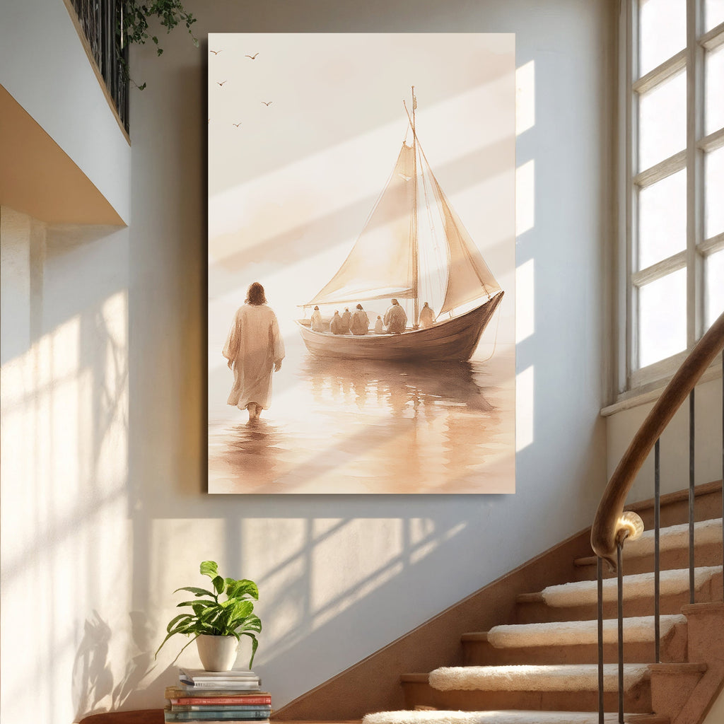 Jesus Christ Walking On Water Faith Wall Art VIII - Two & Gathered
