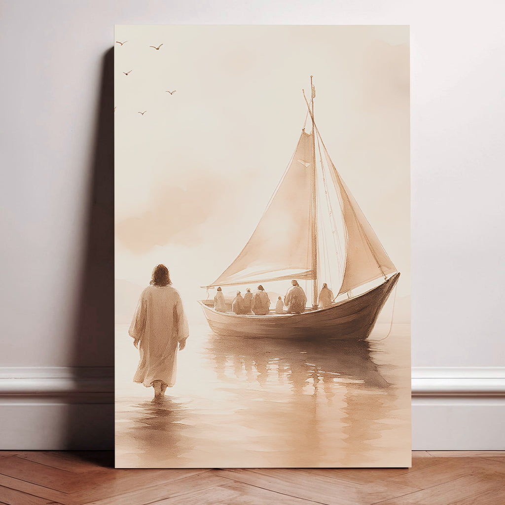 Jesus Christ Walking On Water Faith Wall Art VIII - Two & Gathered
