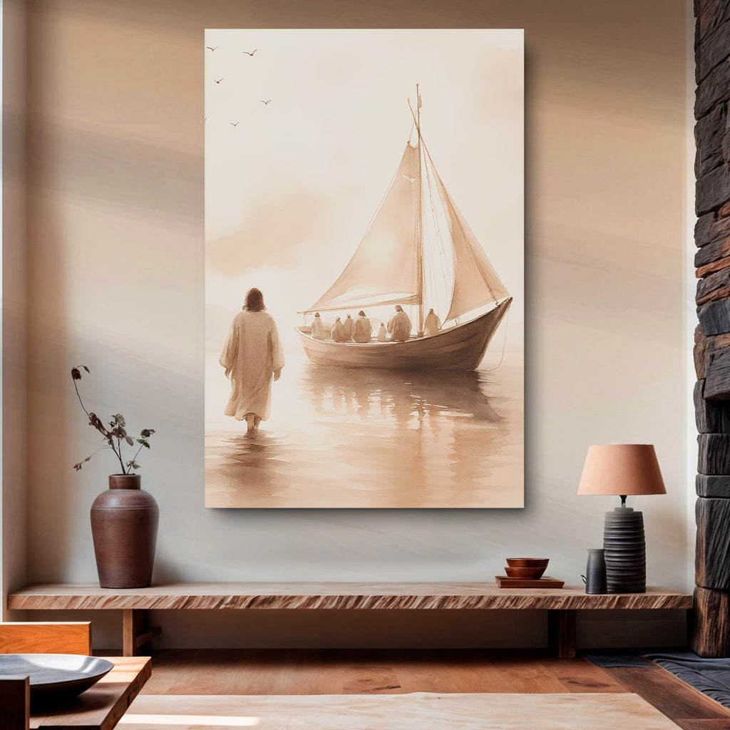 Jesus Christ Walking On Water Faith Wall Art VIII - Two & Gathered
