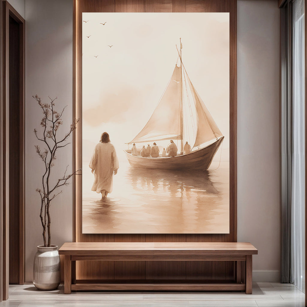 Jesus Christ Walking On Water Faith Wall Art VIII - Two & Gathered