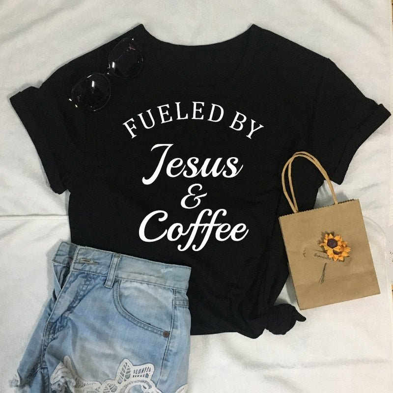 Jesus Coffee Graphic Tee - Trendy Short Sleeve Shirt - Two & Gathered