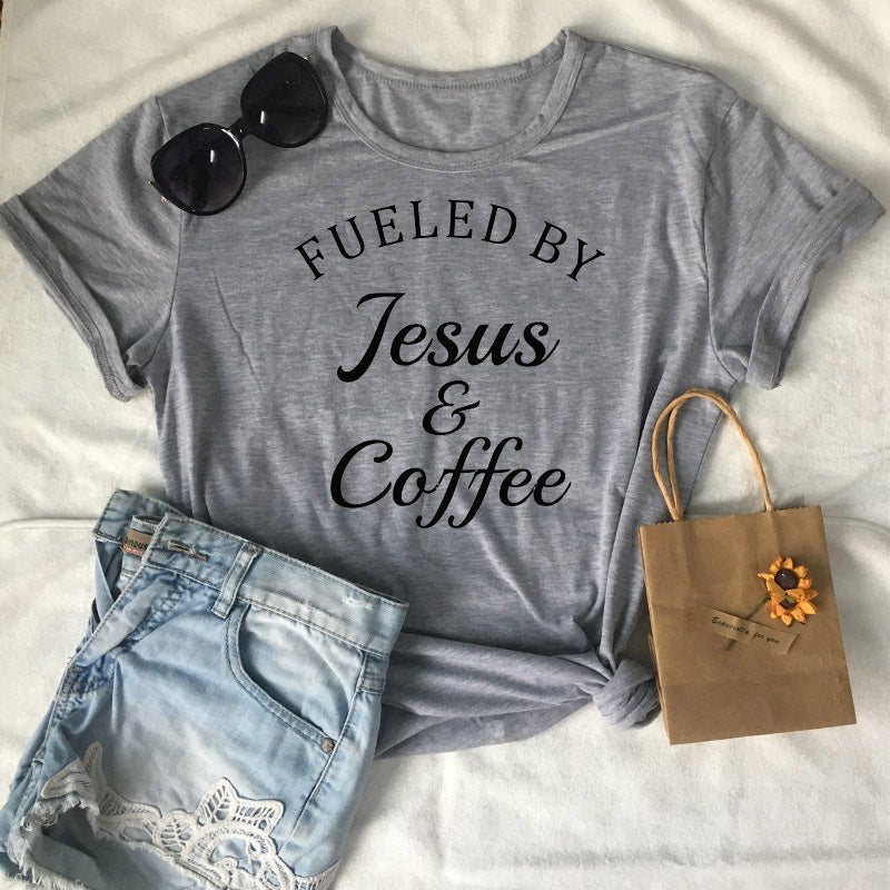 Jesus Coffee Graphic Tee - Trendy Short Sleeve Shirt - Two & Gathered