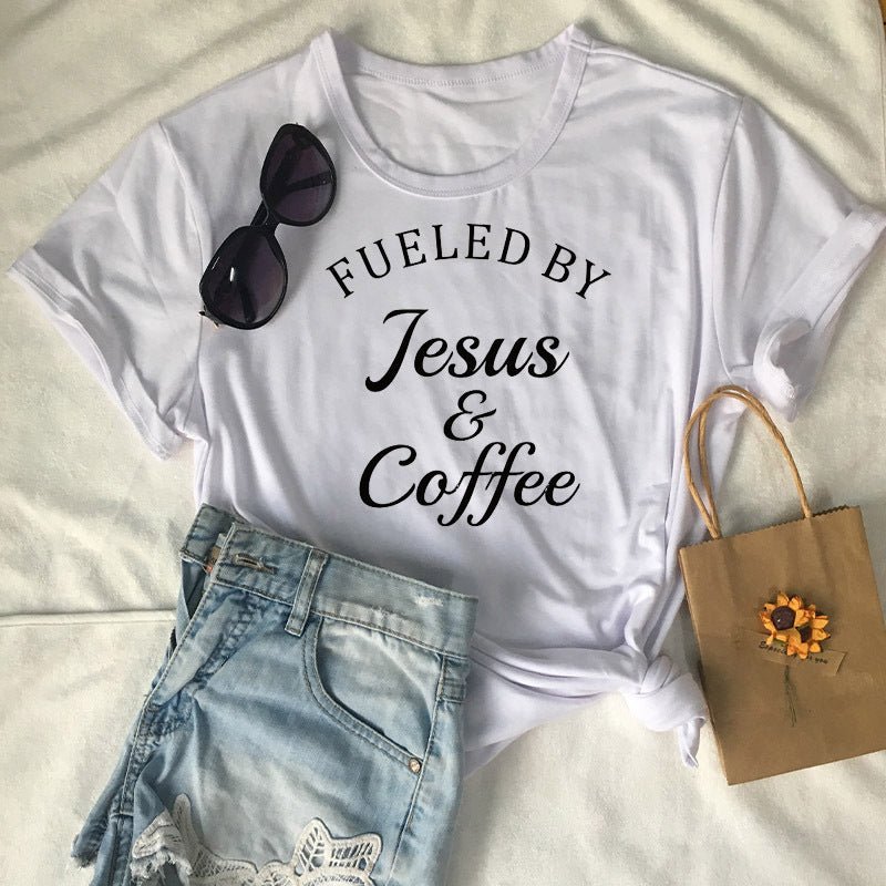 Jesus Coffee Graphic Tee - Trendy Short Sleeve Shirt - Two & Gathered