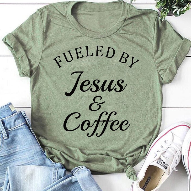 Jesus Coffee Graphic Tee - Trendy Short Sleeve Shirt - Two & Gathered