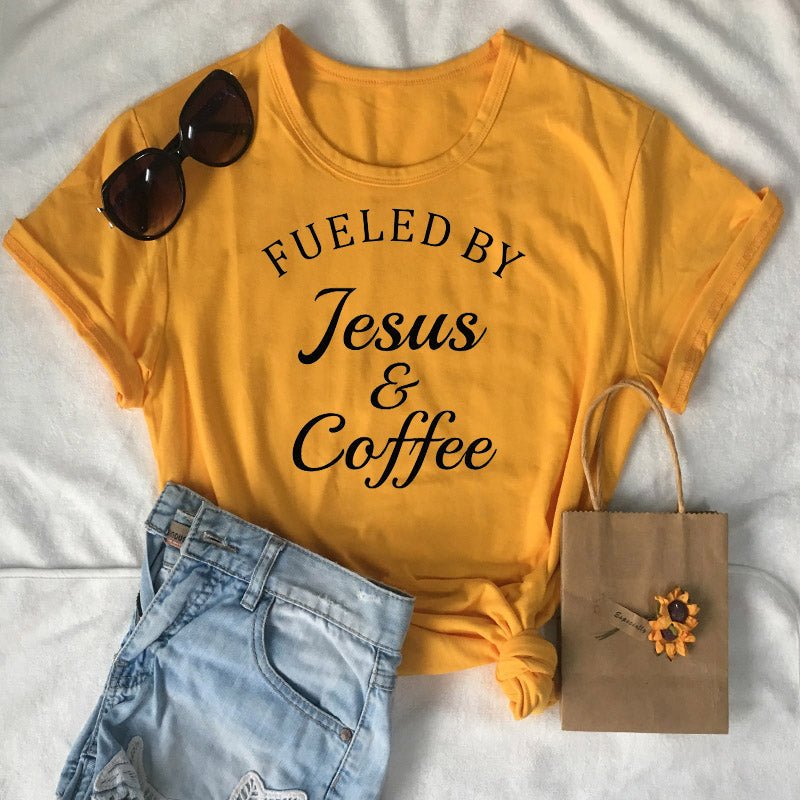 Jesus Coffee Graphic Tee - Trendy Short Sleeve Shirt - Two & Gathered