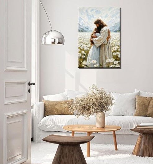 Jesus Hugging Girl Canvas Wall Art - Two & Gathered