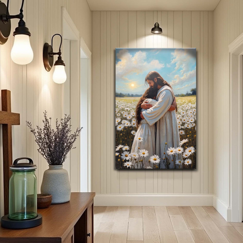 Jesus Hugging Woman Faith Wall Art - Two & Gathered