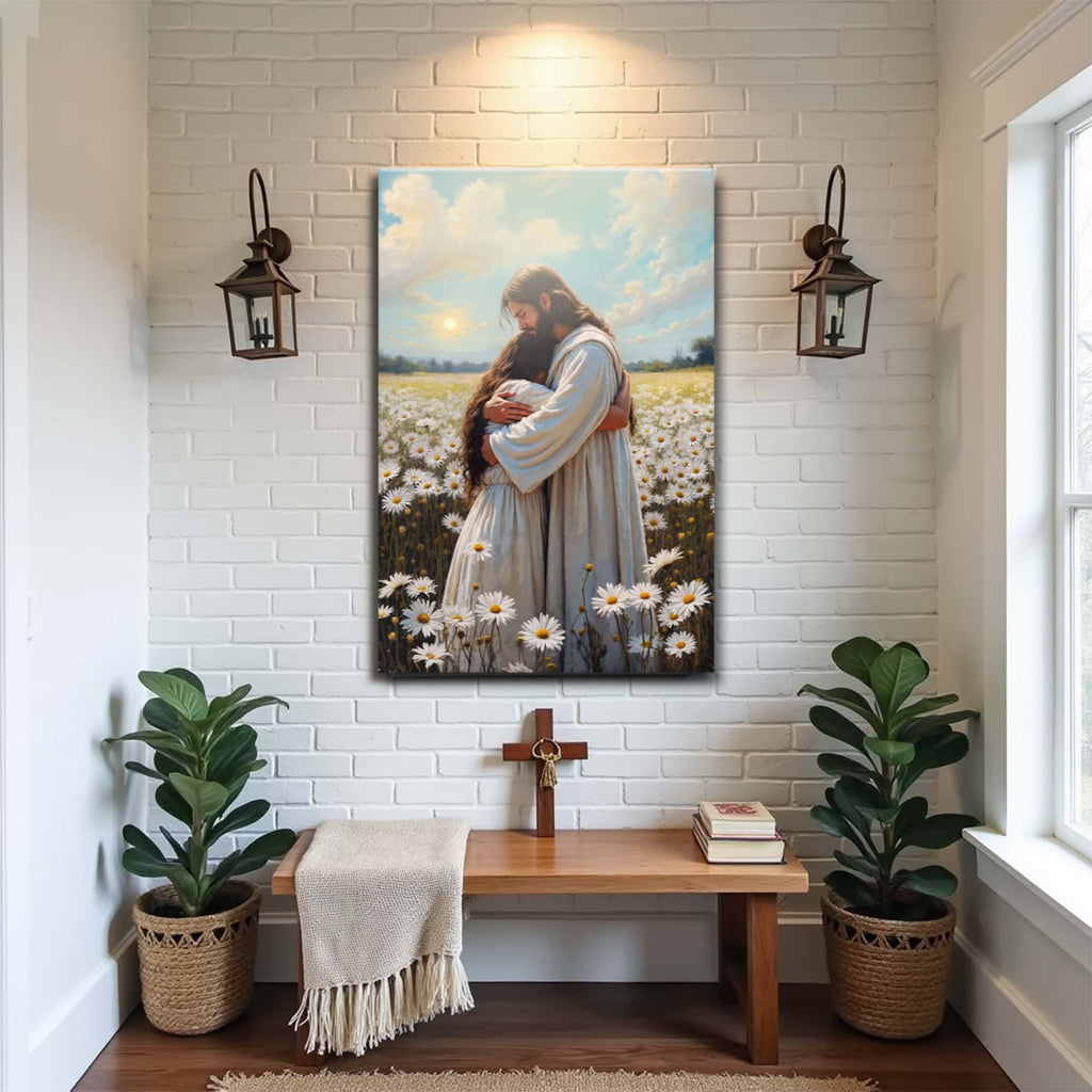Jesus Hugging Woman Faith Wall Art - Two & Gathered