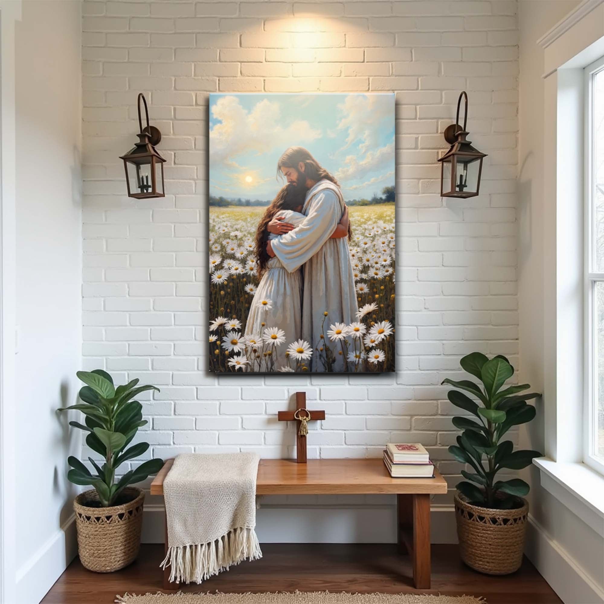 Jesus Hugging Woman Faith Wall Art - Two & Gathered