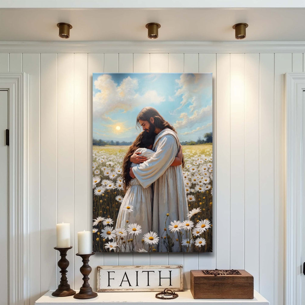 Jesus Hugging Woman Faith Wall Art - Two & Gathered