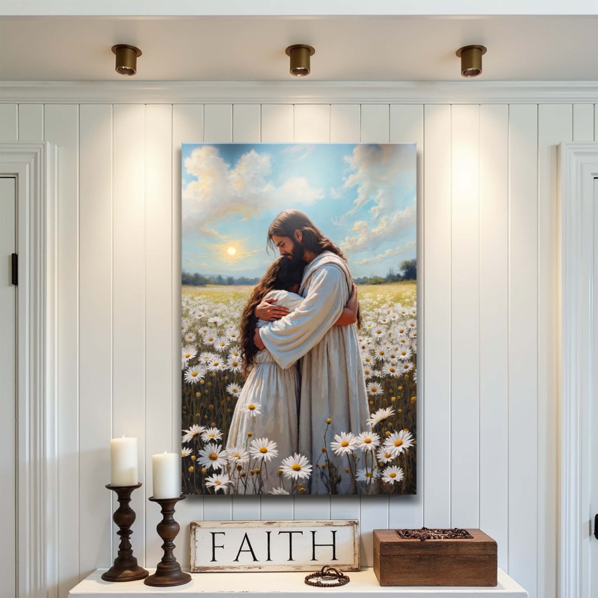 Jesus Hugging Woman Faith Wall Art - Two & Gathered