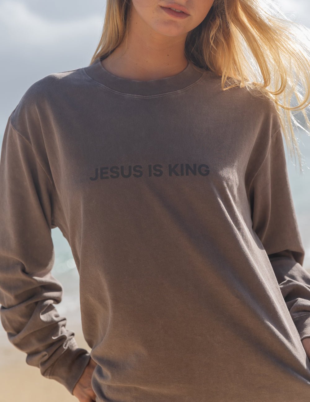 Jesus Is King Brown LS Unisex Tee - Two & Gathered