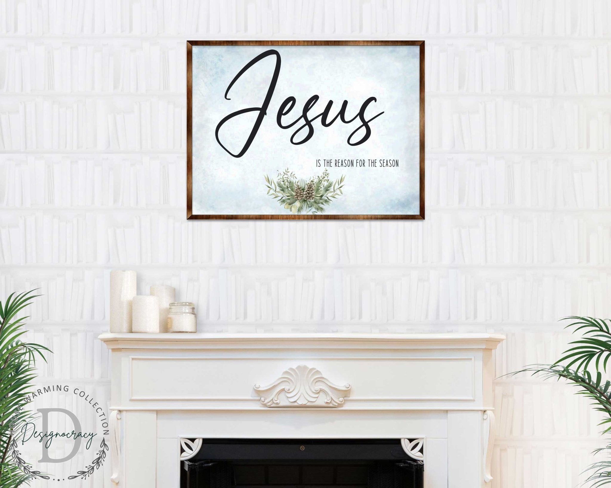 Jesus Sign - Wooden Religious Wall Art - Christian Sign - Modern farmhouse sign - Mantel decoration - Bible Sign - Dining Room Sign - Contemporary wall art - 310351 - Two & Gathered