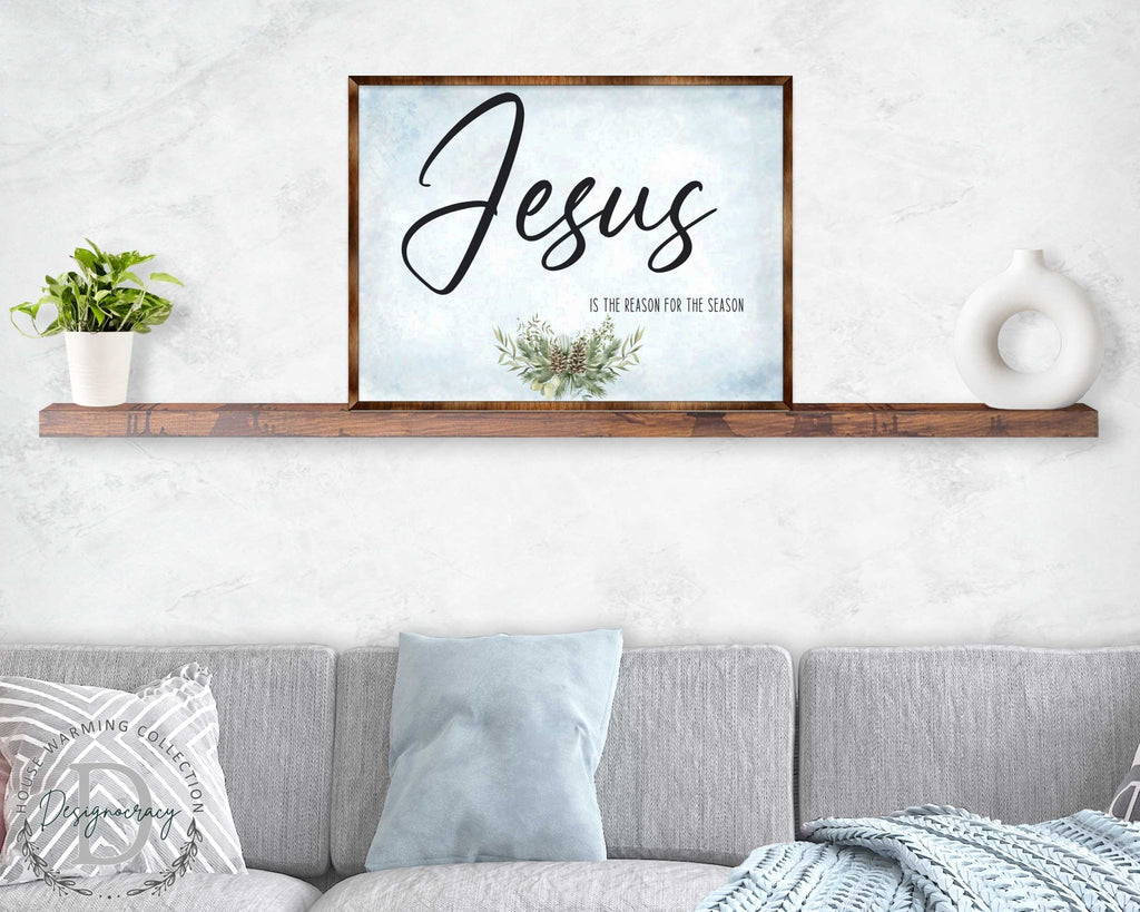Jesus Sign - Wooden Religious Wall Art - Christian Sign - Modern farmhouse sign - Mantel decoration - Bible Sign - Dining Room Sign - Contemporary wall art - 310351 - Two & Gathered