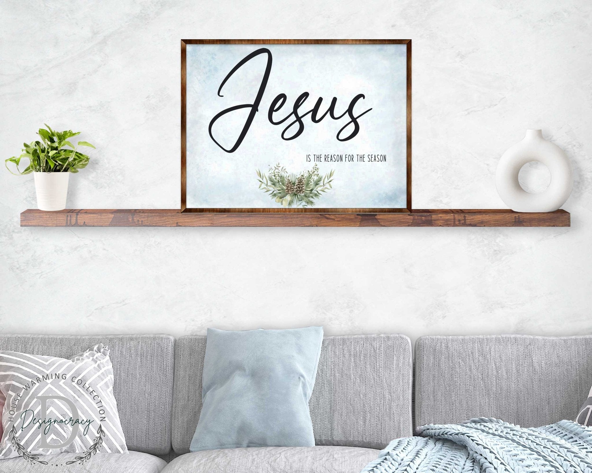 Jesus Sign - Wooden Religious Wall Art - Christian Sign - Modern farmhouse sign - Mantel decoration - Bible Sign - Dining Room Sign - Contemporary wall art - 310351 - Two & Gathered