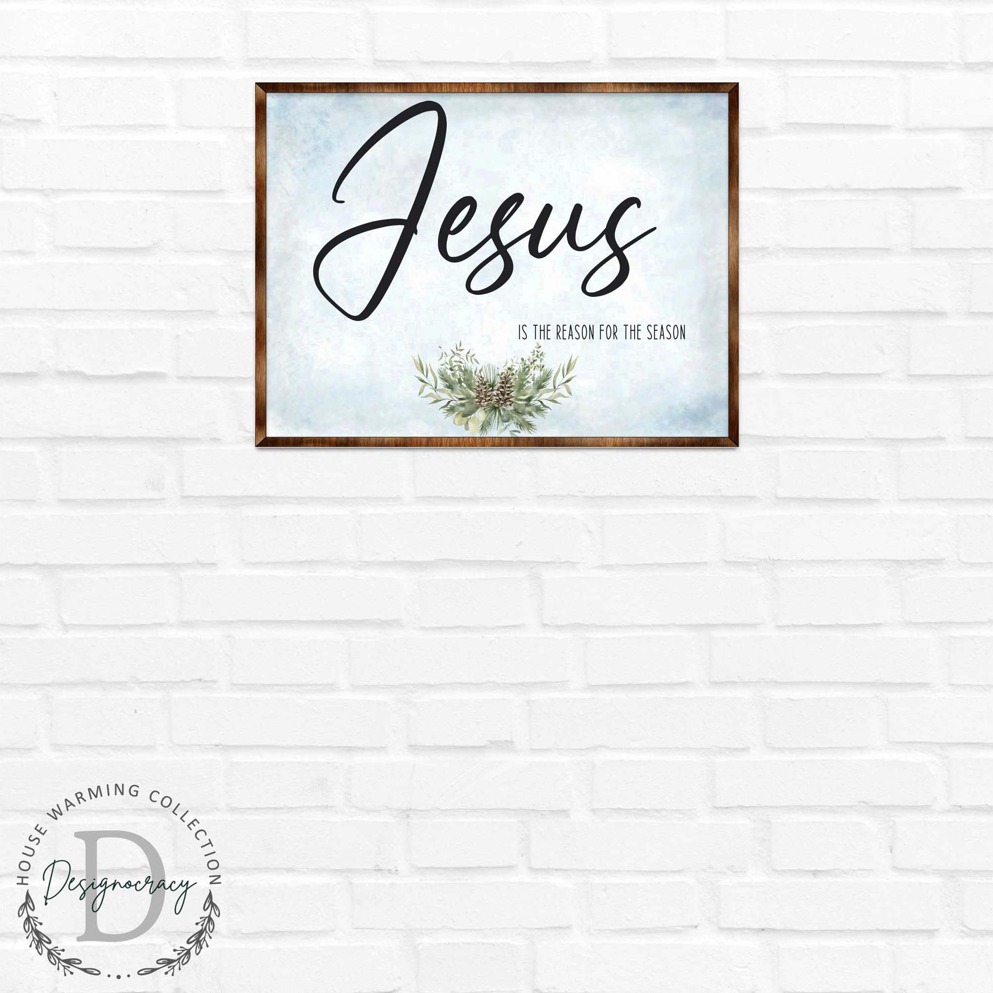 Jesus Sign - Wooden Religious Wall Art - Christian Sign - Modern farmhouse sign - Mantel decoration - Bible Sign - Dining Room Sign - Contemporary wall art - 310351 - Two & Gathered
