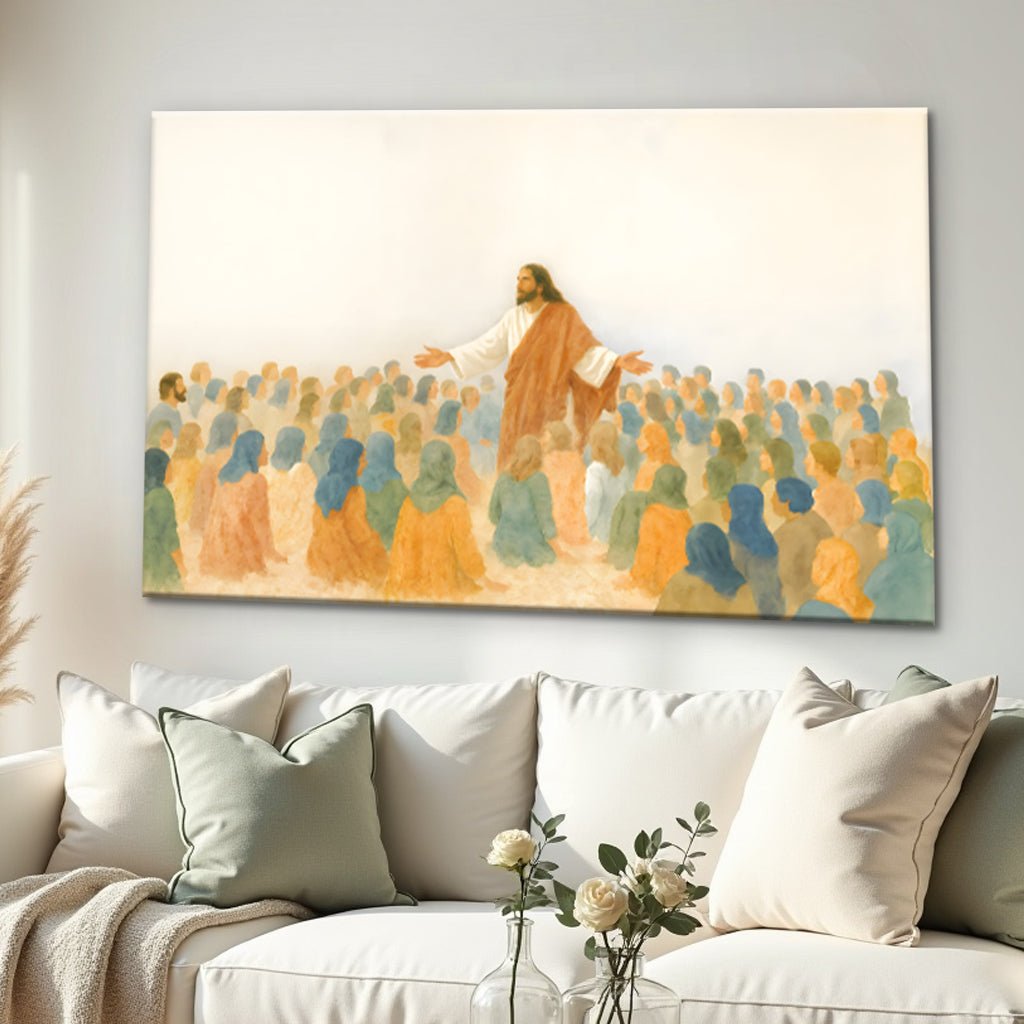 Jesus Speaking To Crowd Faith Wall Art - Two & Gathered