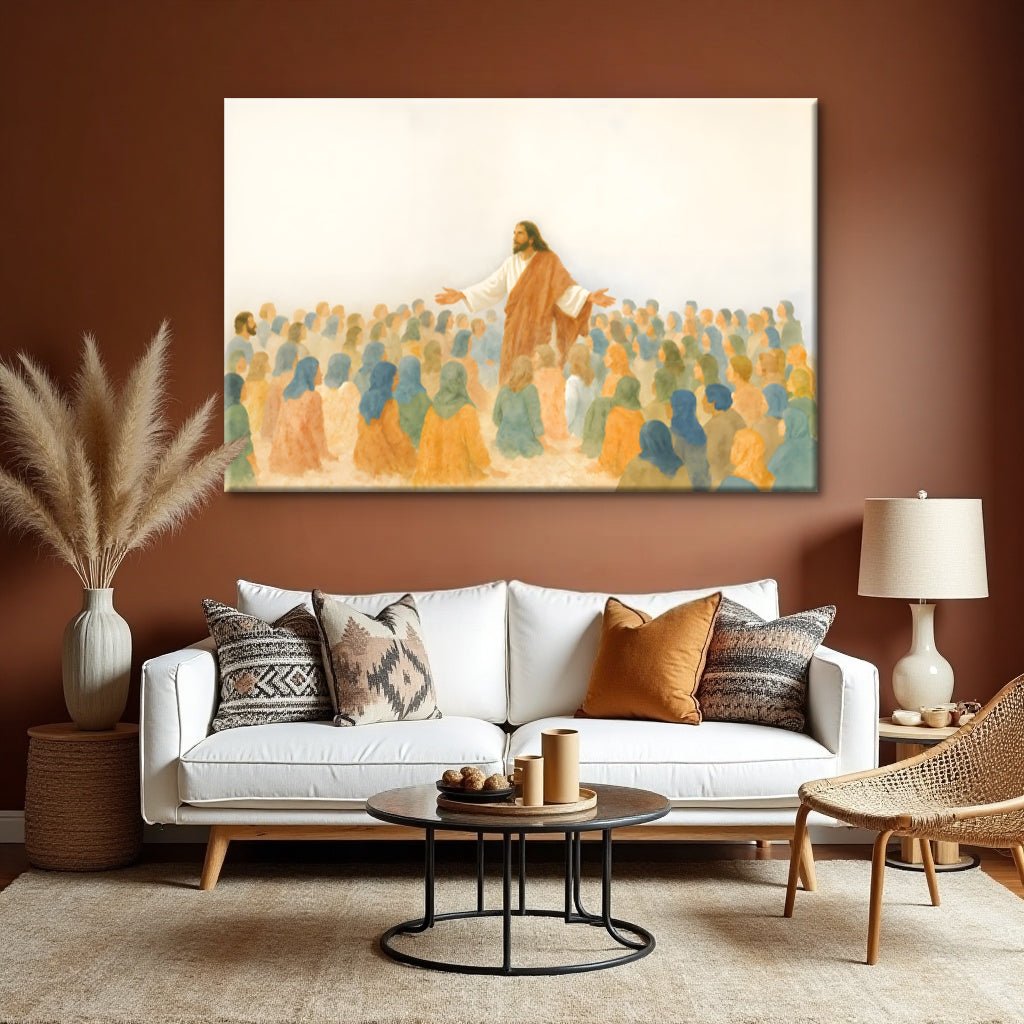 Jesus Speaking To Crowd Faith Wall Art - Two & Gathered