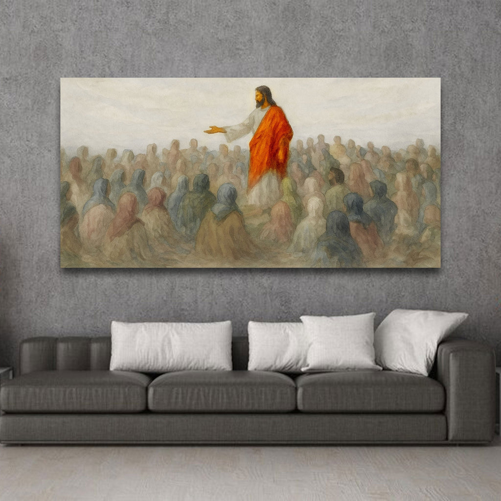Jesus Speaking To Crowd Faith Wall Art III - Two & Gathered