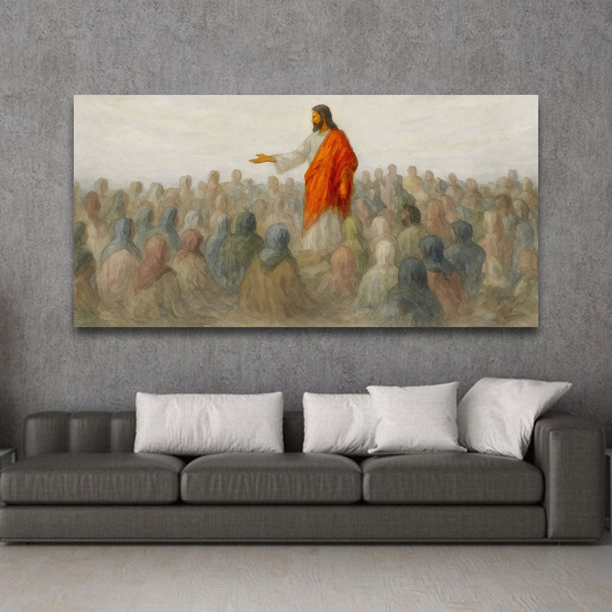 Jesus Speaking To Crowd Faith Wall Art III - Two & Gathered