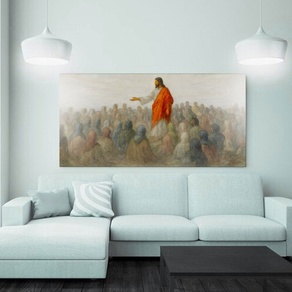 Jesus Speaking To Crowd Faith Wall Art III - Two & Gathered