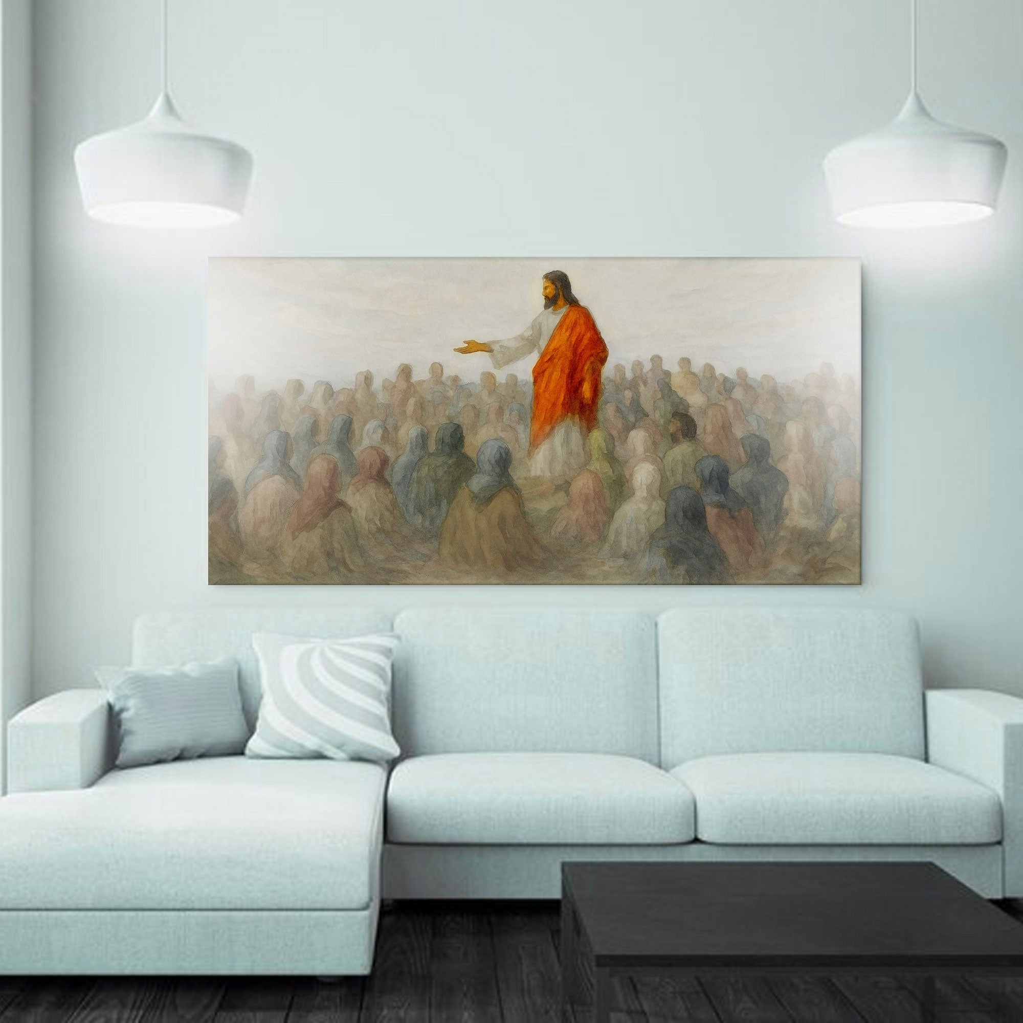 Jesus Speaking To Crowd Faith Wall Art III - Two & Gathered