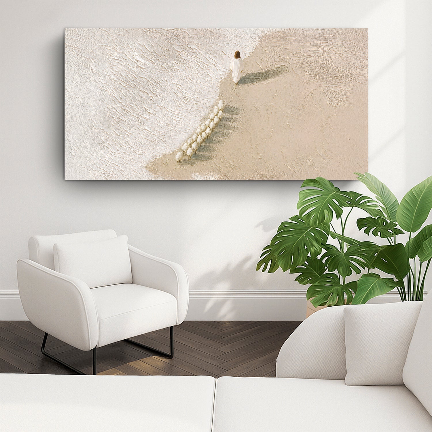 Jesus The Flock of Sheep Faith Wall Art - Two & Gathered