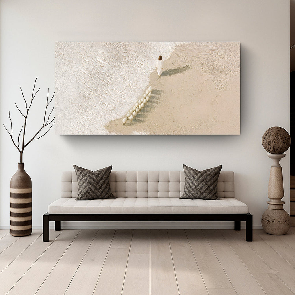 Jesus The Flock of Sheep Faith Wall Art - Two & Gathered