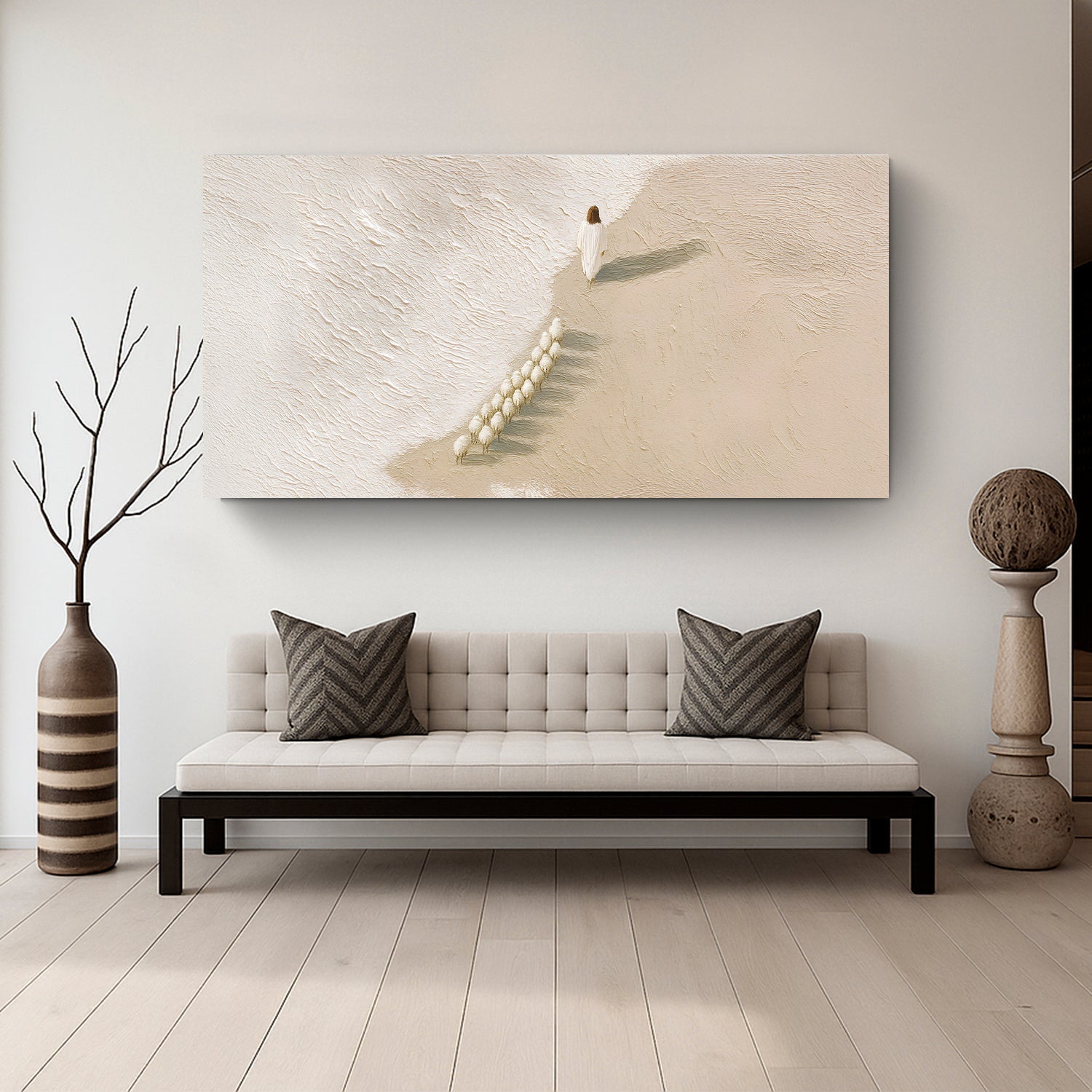 Jesus The Flock of Sheep Faith Wall Art - Two & Gathered