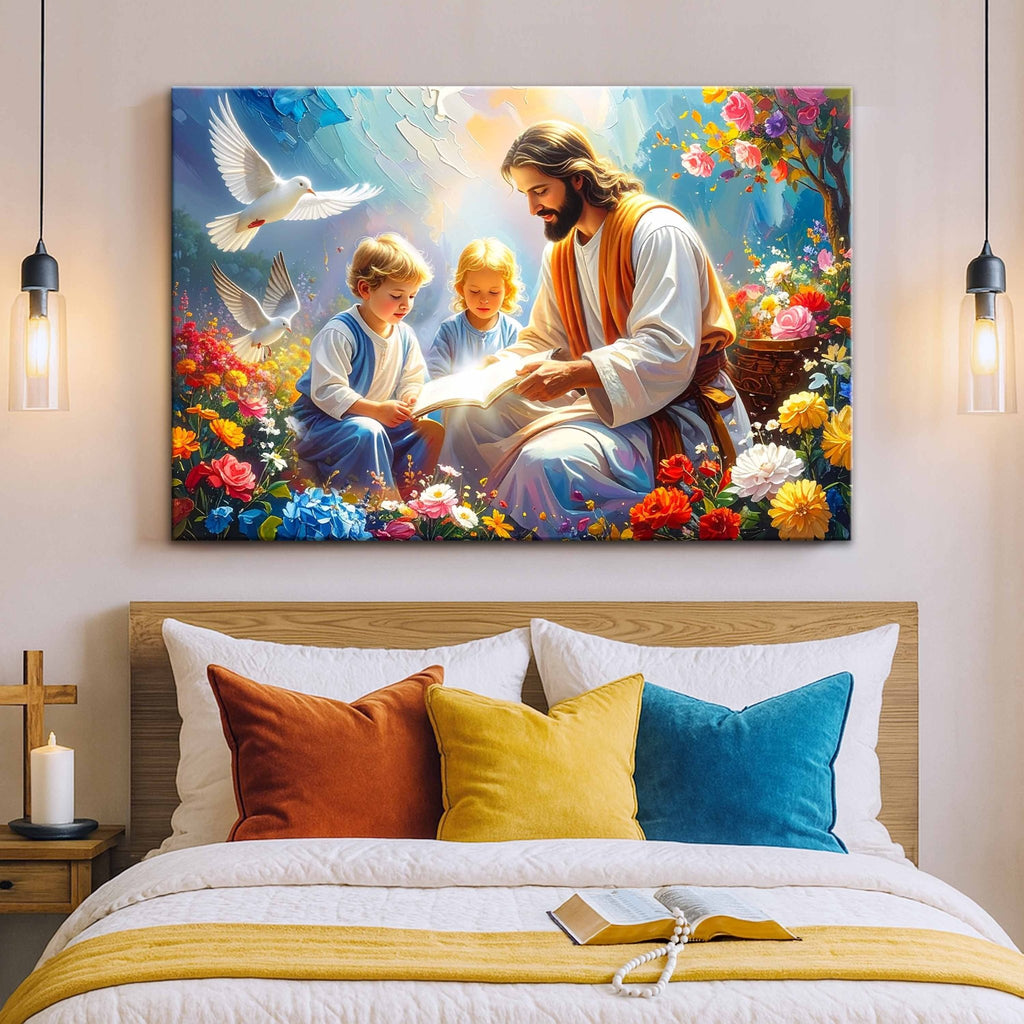 Jesus With Children Faith Wall Art IV - Two & Gathered