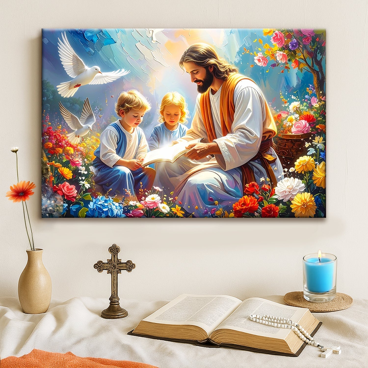 Jesus With Children Faith Wall Art IV - Two & Gathered
