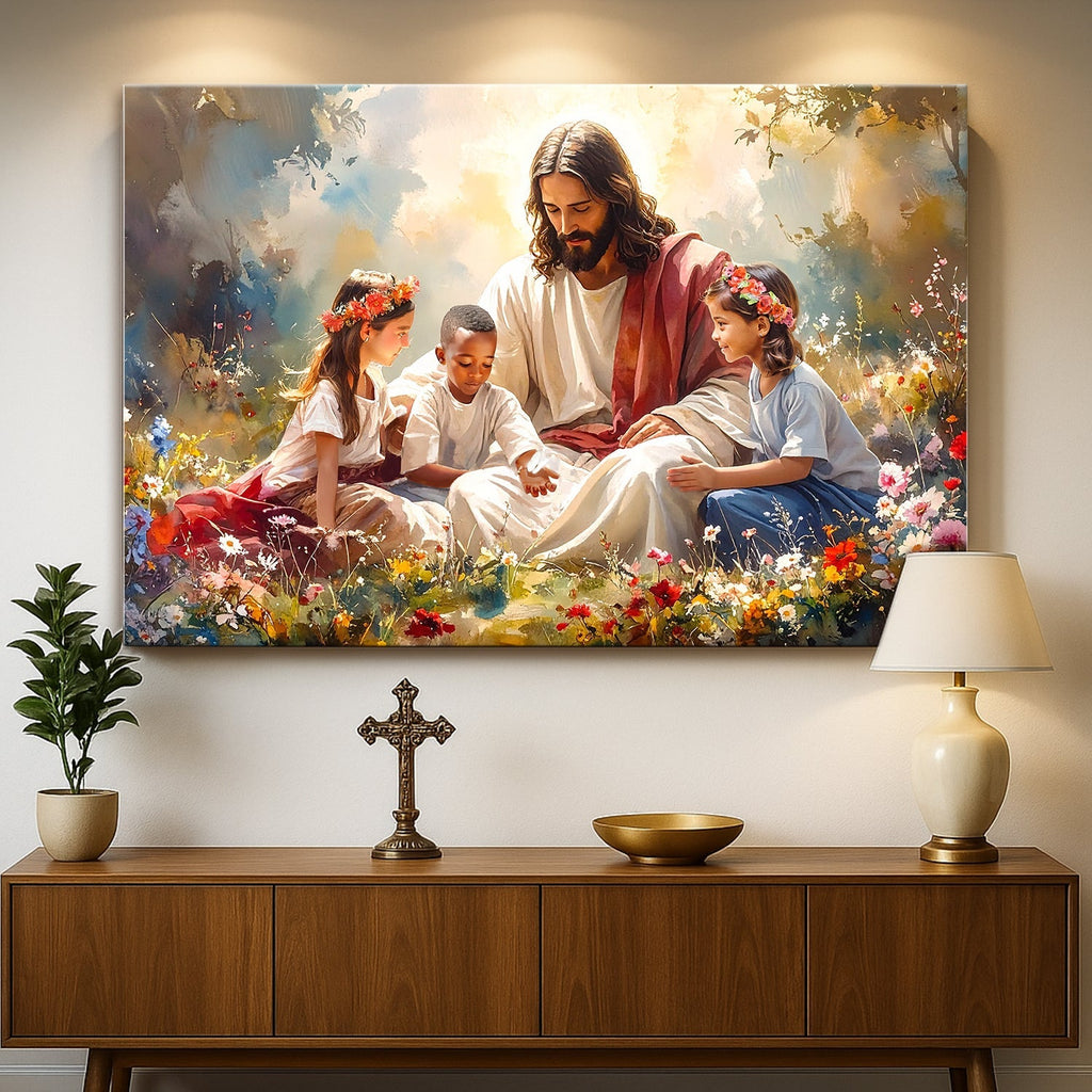 Jesus With Children Faith Wall Art IX - Two & Gathered