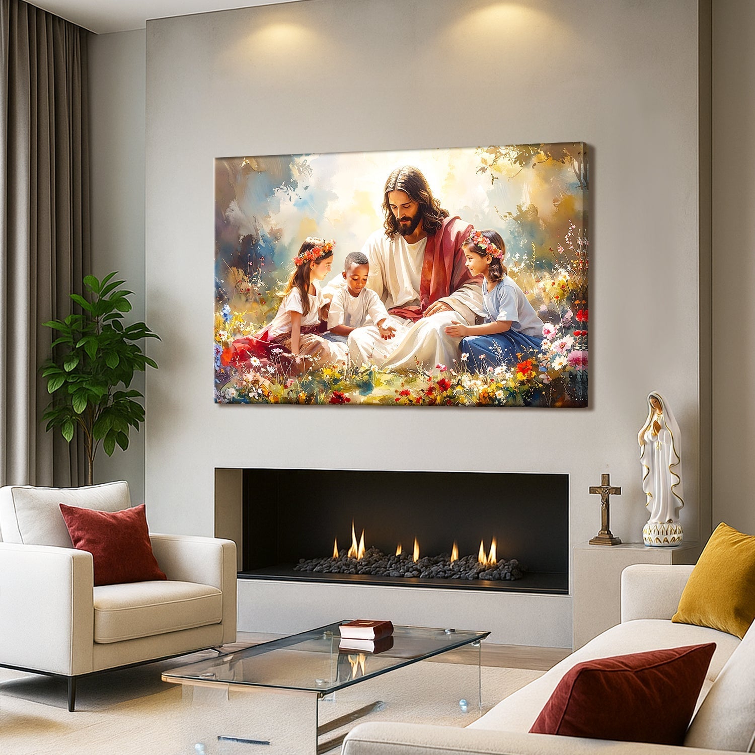 Jesus With Children Faith Wall Art IX - Two & Gathered