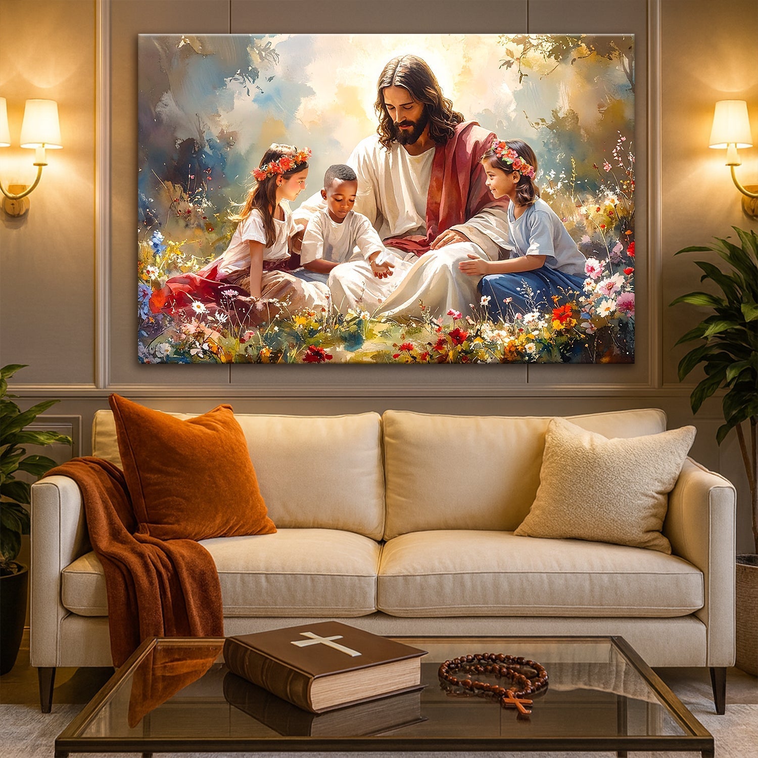 Jesus With Children Faith Wall Art IX - Two & Gathered