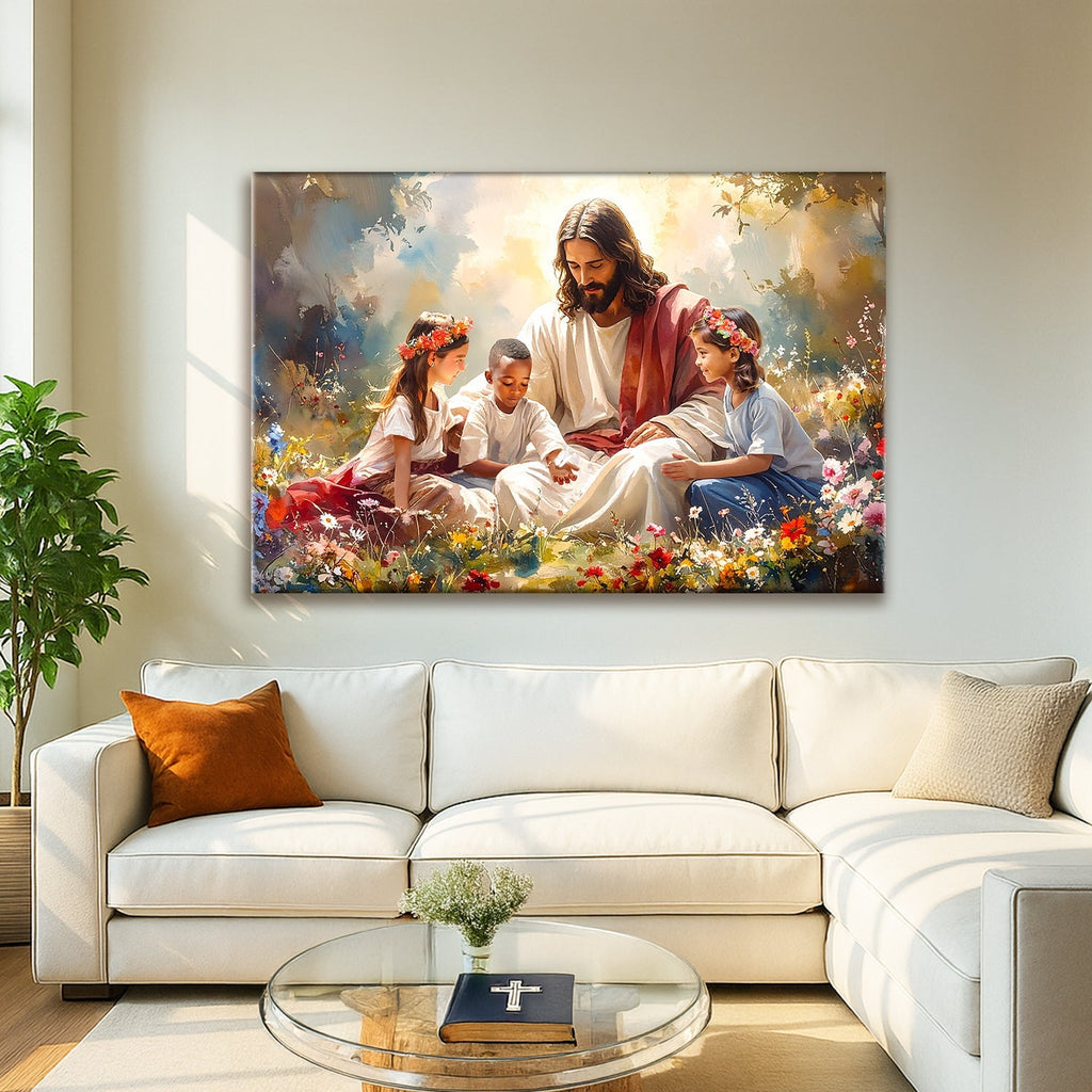 Jesus With Children Faith Wall Art IX - Two & Gathered