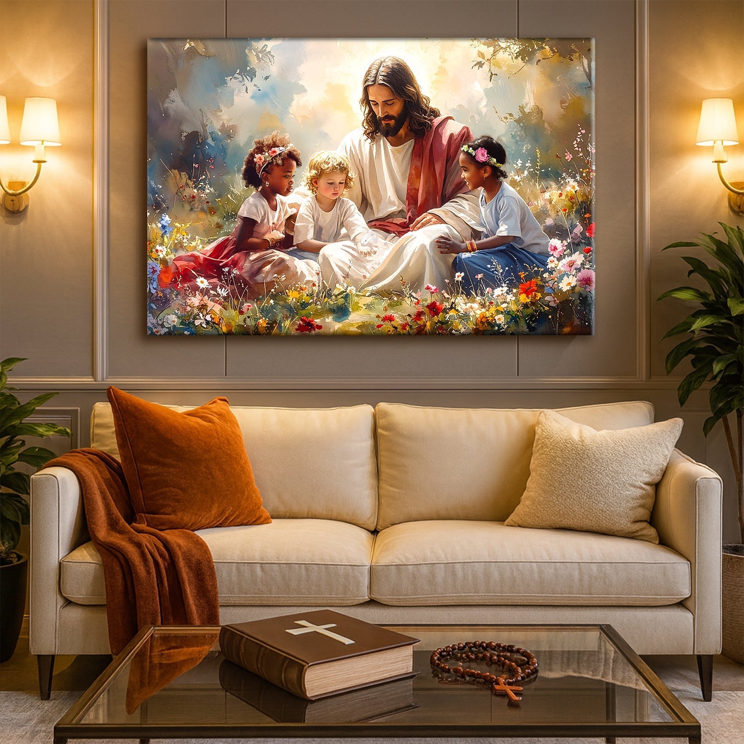 Jesus With Children Faith Wall Art VI - Two & Gathered