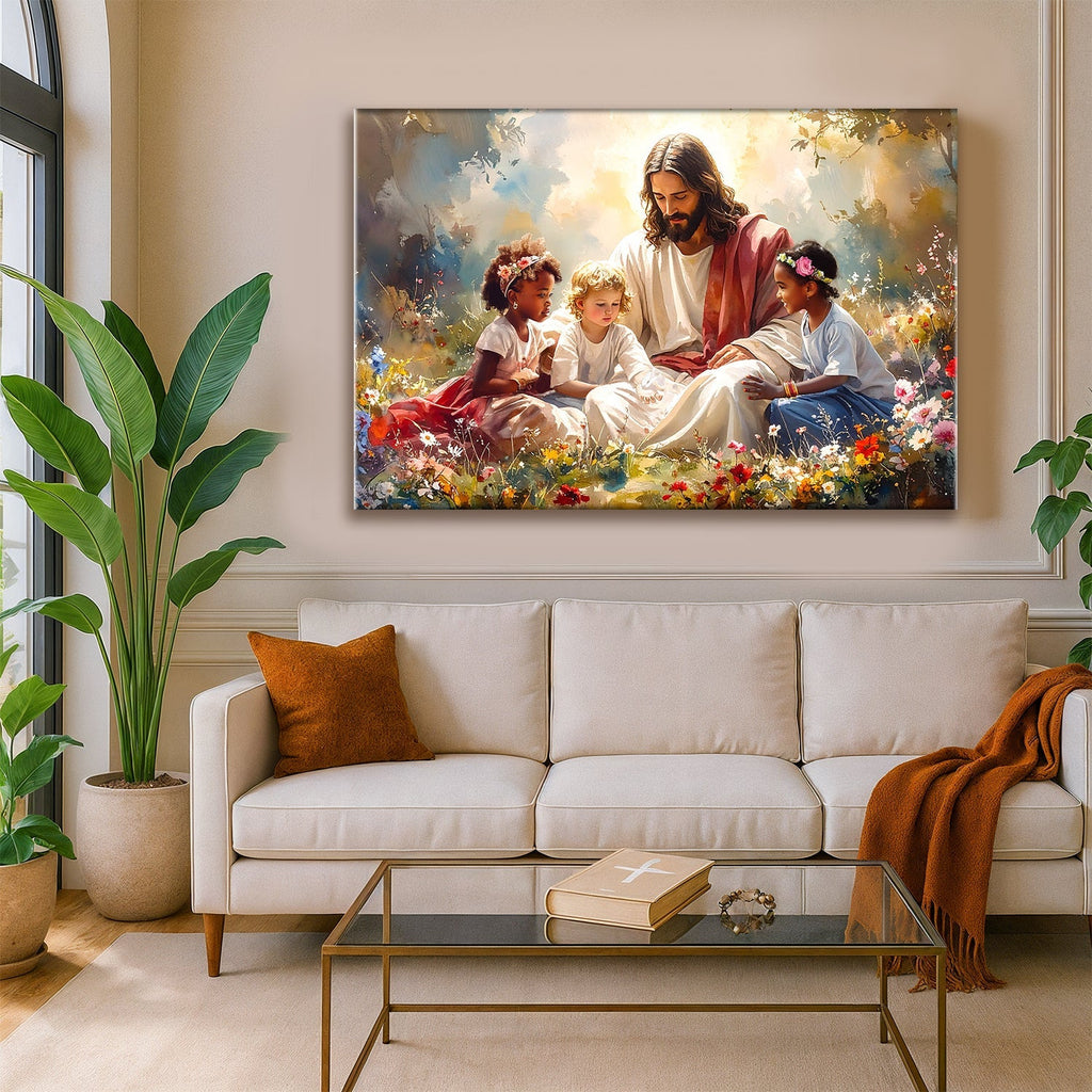 Jesus With Children Faith Wall Art VI - Two & Gathered
